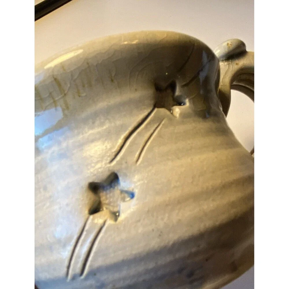 Nice Handmade Pottery Signed Shooting Stars Gray High End Coffee Mug Minty - Picture 7 of 10